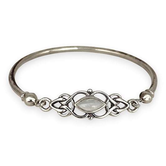 SILVER DEAL | Sterling Silver Moonlace Marquise Oval Bangle 61.2mm