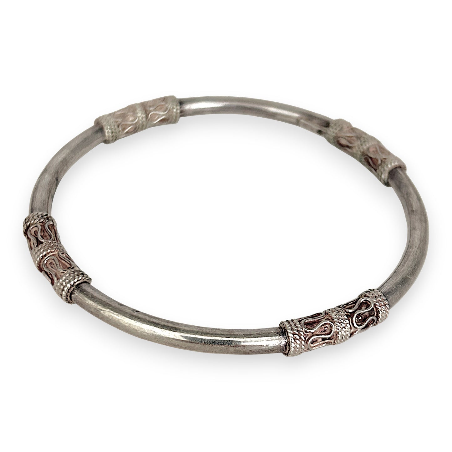 SILVER DEAL | Sterling Silver Raised Pattern Bangle 62.7mm