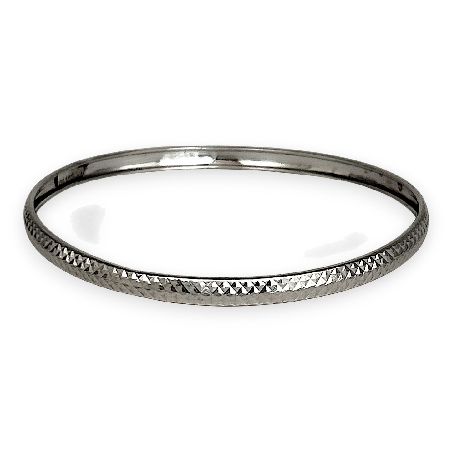 SILVER DEAL | Sterling Silver diamond-cut texture Bangle 64.9mm