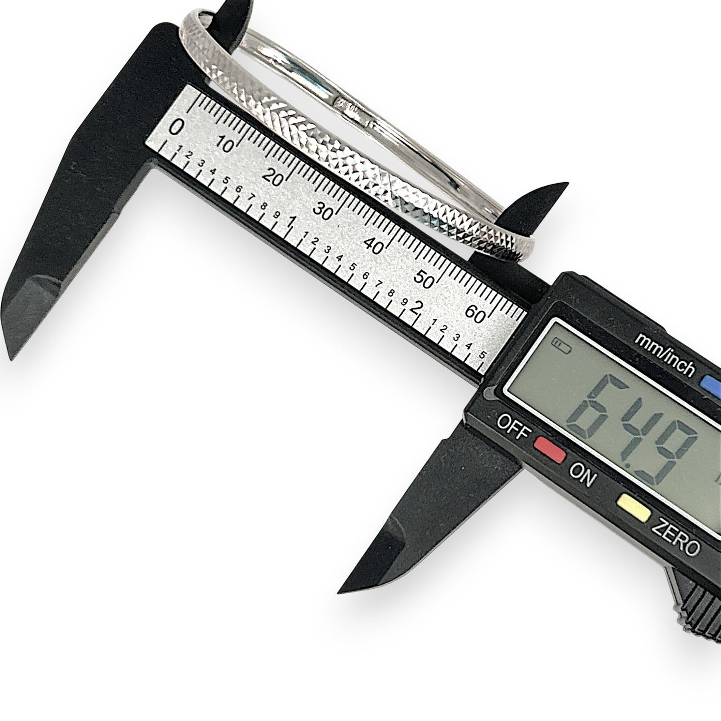 SILVER DEAL | Sterling Silver diamond-cut texture Bangle 64.9mm