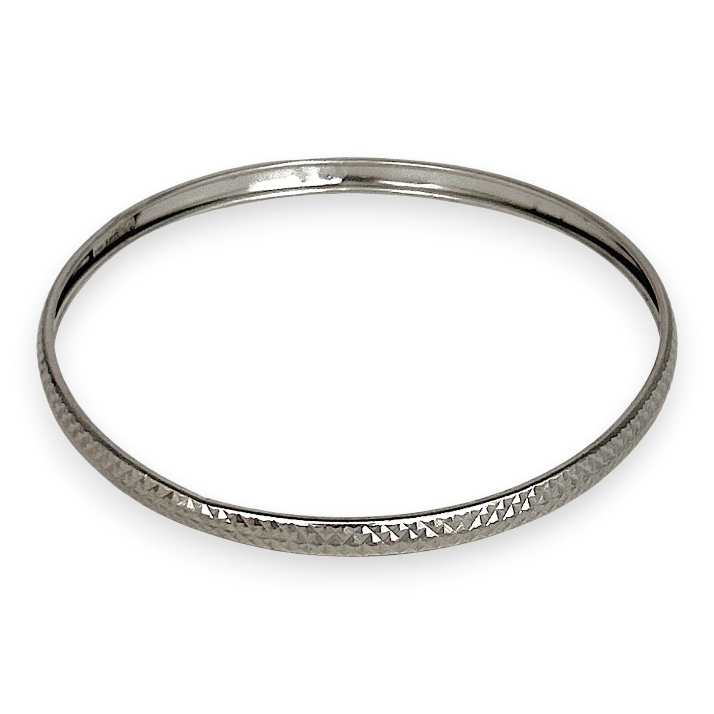 SILVER DEAL | Sterling Silver diamond-cut texture Bangle 64.9mm
