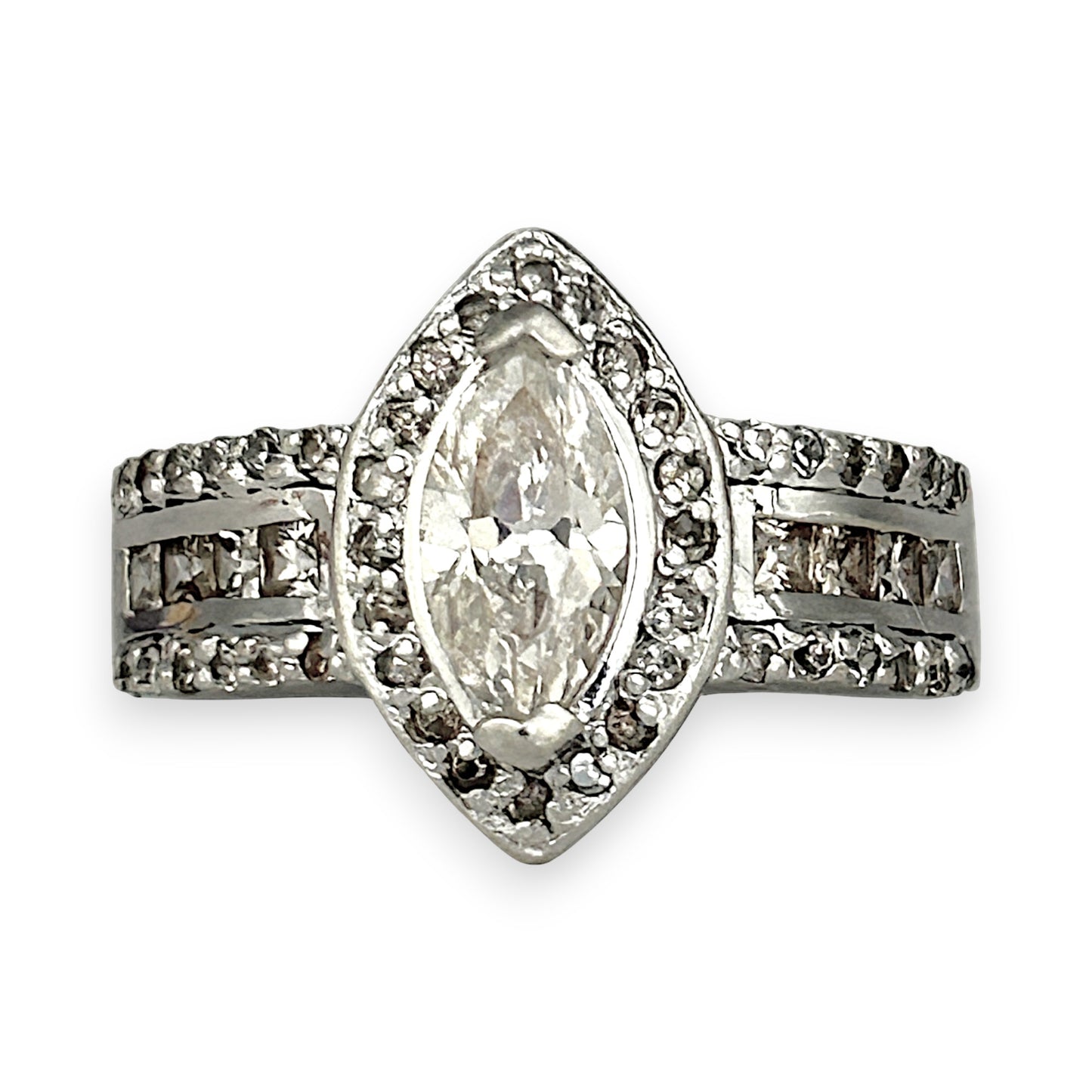 SILVER DEAL | Sterling Silver Lustra Marquise Ring Size Q