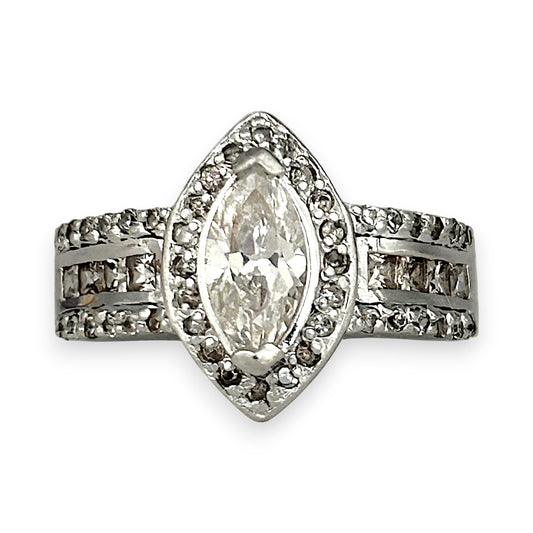 SILVER DEAL | Sterling Silver Lustra Marquise Ring Size Q