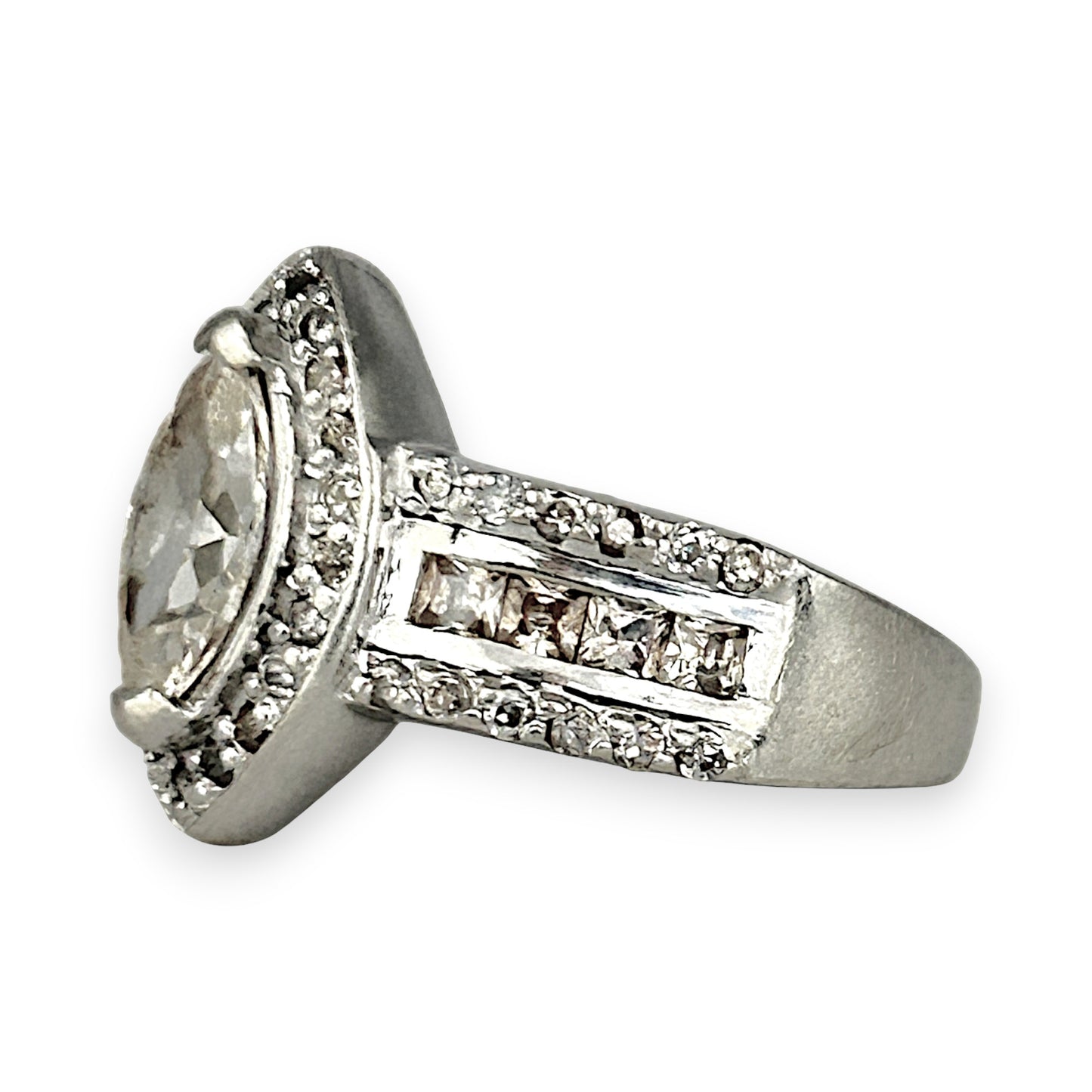 SILVER DEAL | Sterling Silver Lustra Marquise Ring Size Q