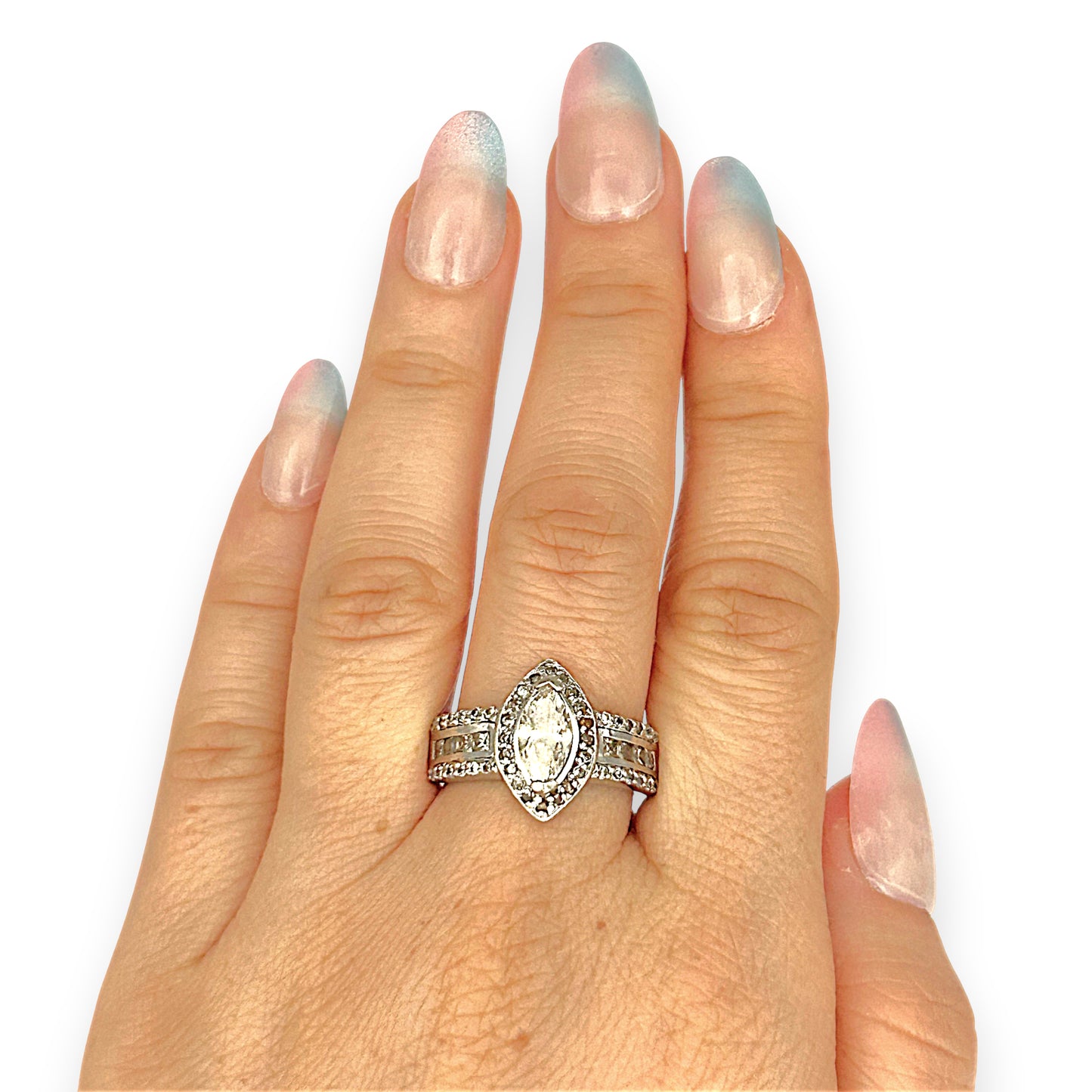 SILVER DEAL | Sterling Silver Lustra Marquise Ring Size Q