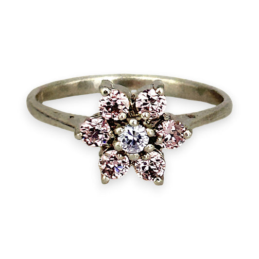 SILVER DEAL | Sterling Silver Floral Spark Ring Size O 1/2