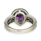SILVER DEAL | Refurbished Sterling Silver Teardrop Ring Amethyst & Cubic Zirconia