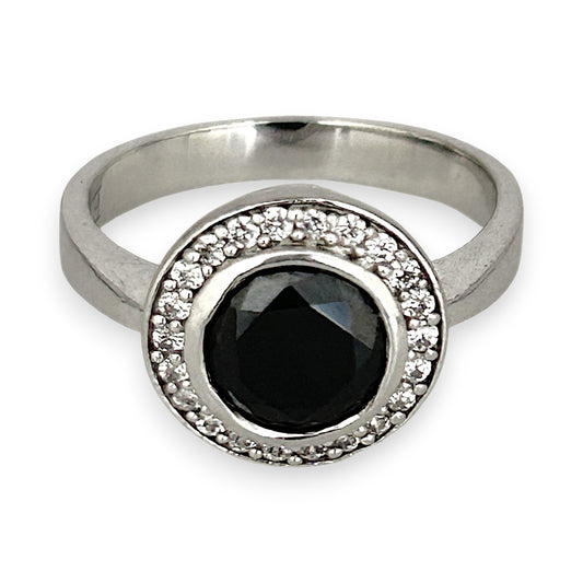 SILVER DEAL | Sterling Silver Midnight Halo Ring Size M