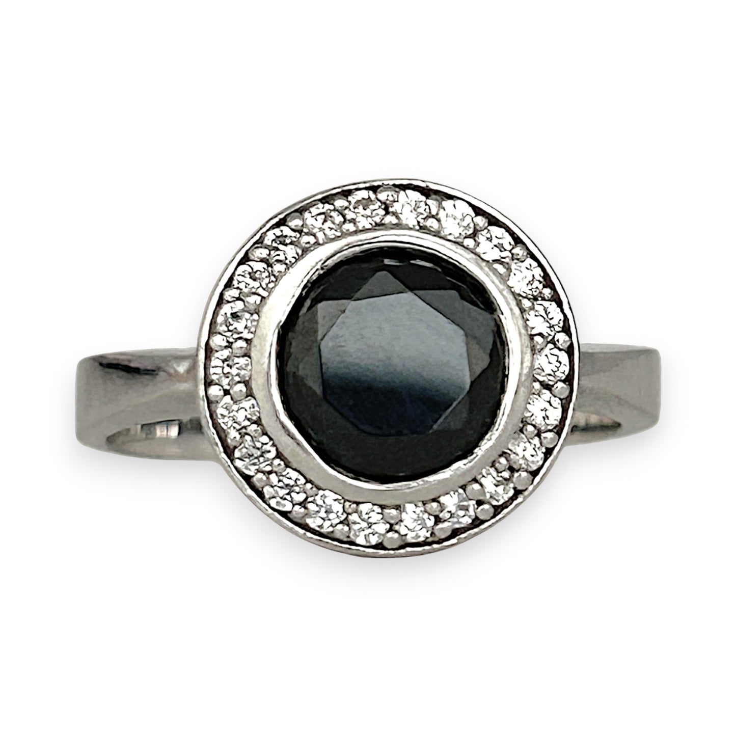 SILVER DEAL | Sterling Silver Midnight Halo Ring Size M