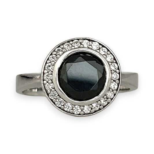 SILVER DEAL | Sterling Silver Midnight Halo Ring Size M