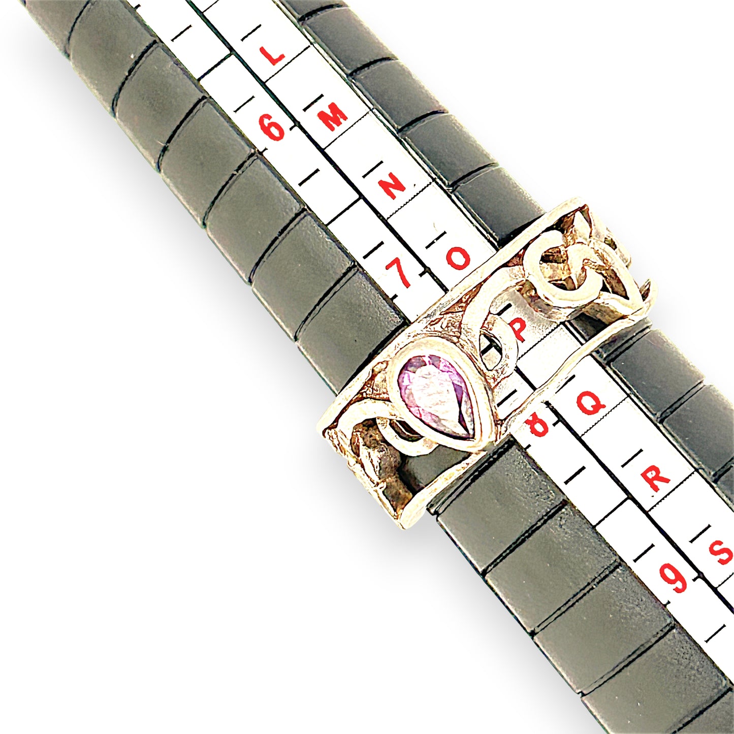 SILVER DEAL | Sterling Silver Teardrop Amethyst Ring Size P