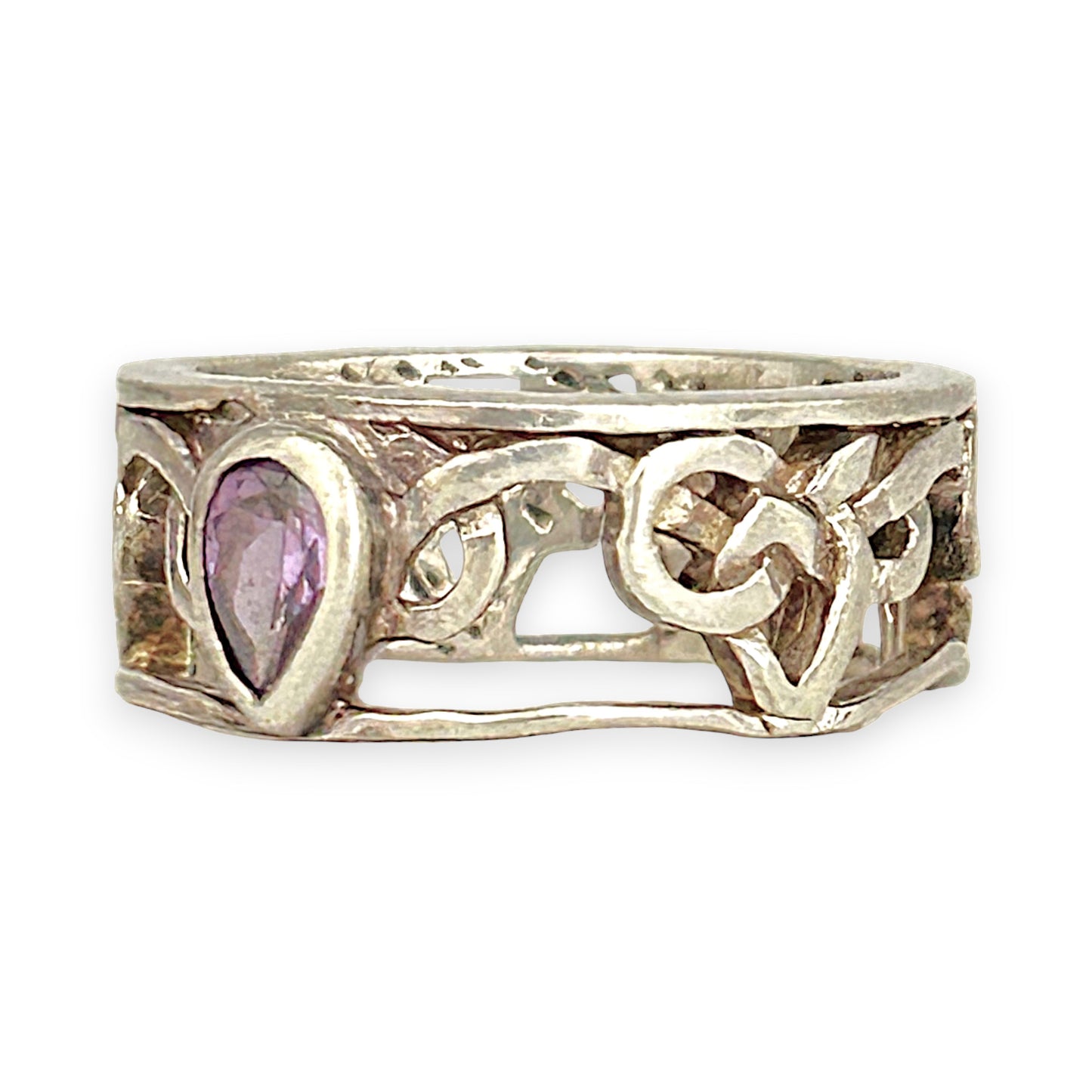 SILVER DEAL | Sterling Silver Teardrop Amethyst Ring Size P