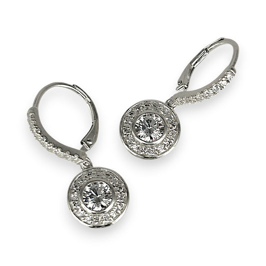 SILVER DEAL | Sterling Silver Halo Grace Drop Earrings - Refurbished