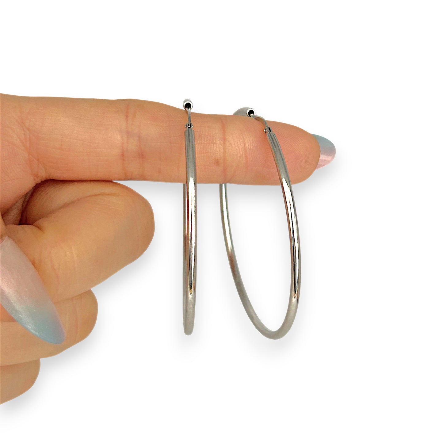 SILVER DEAL | Sterling Silver Moonline Hoop Earrings 54.5mm