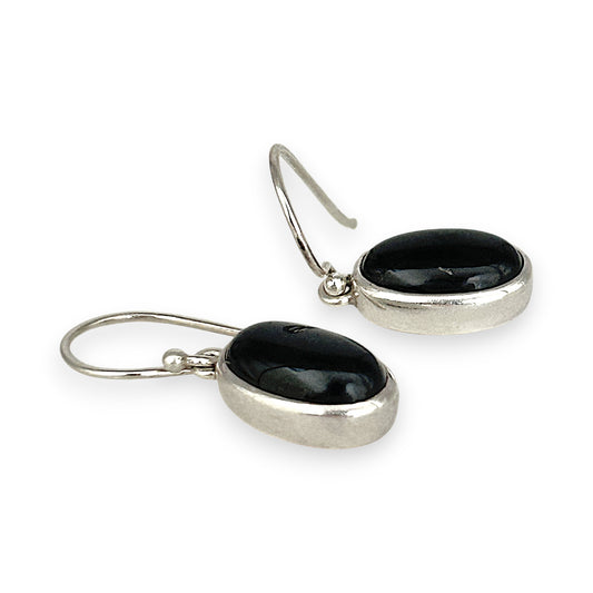 SILVER DEAL | Sterling Silver Midnight Oval Dangle Earrings