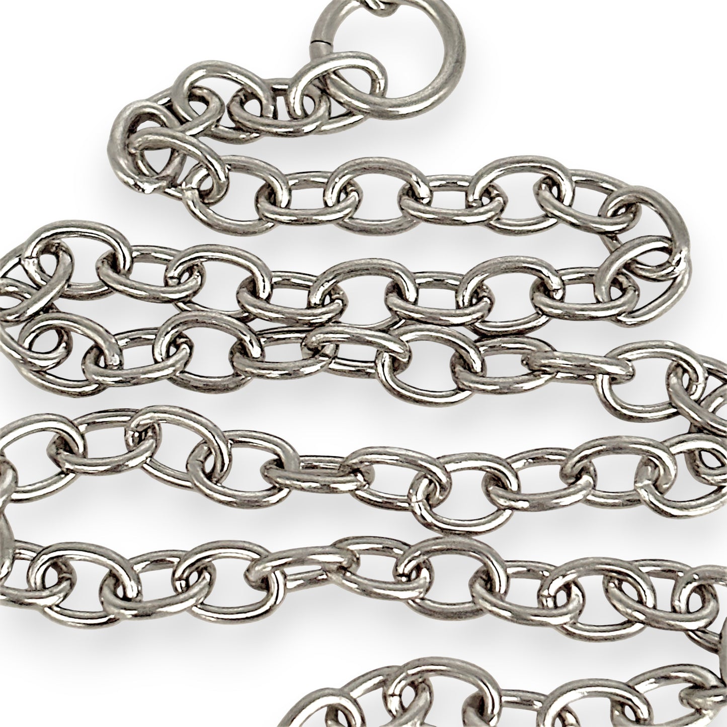 SILVER DEAL | Sterling Silver Oval Link 44cm Necklace with Heart Tag & Toggle Clasp