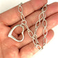 SILVER DEAL | Sterling Silver Asymmetrical Heart Pendant Necklace 42cm