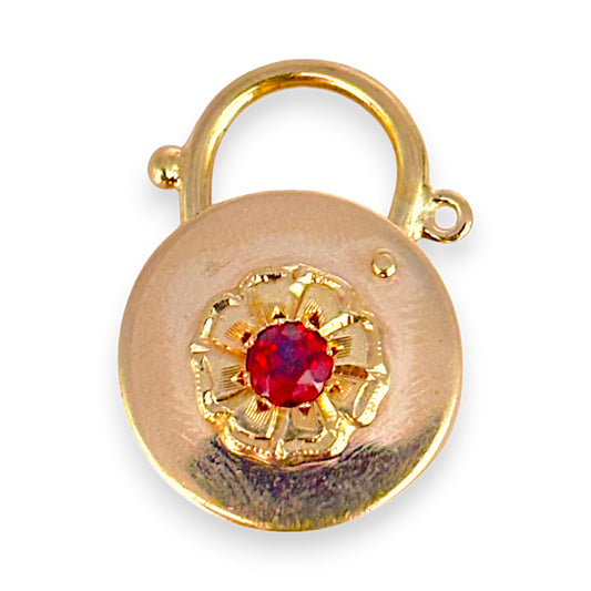 9ct Gold Red Stone Padlock. R # 666