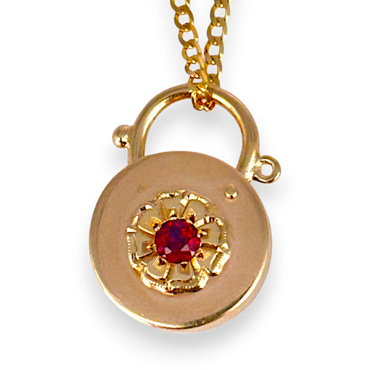 9ct Gold Red Stone Padlock. R # 666