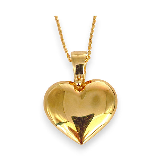 9ct Gold Rounded Large Heart Pendant. R # 672
