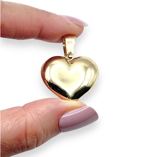 9ct Gold Rounded Large Heart Pendant. R # 672