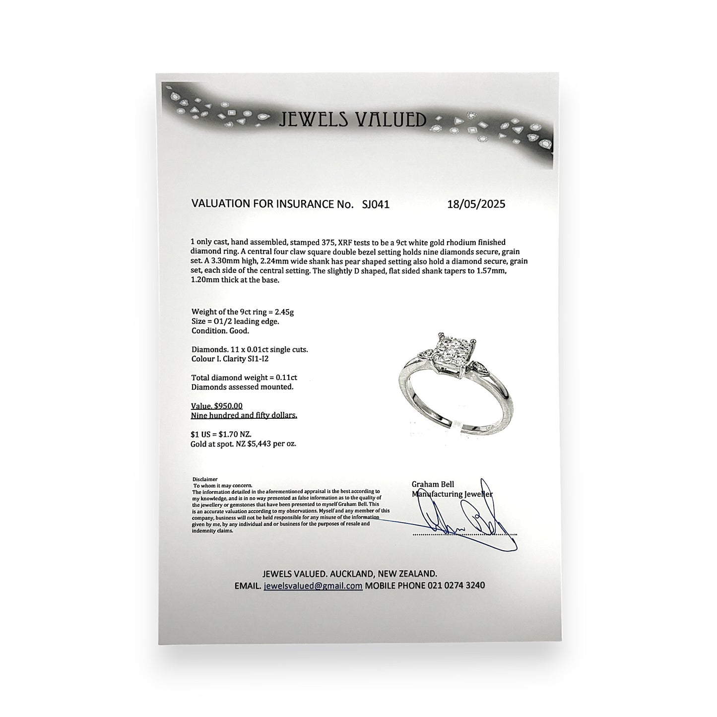 GOLD DEAL | 9ct White Gold Double Bezel Diamond Ring Valuation $950