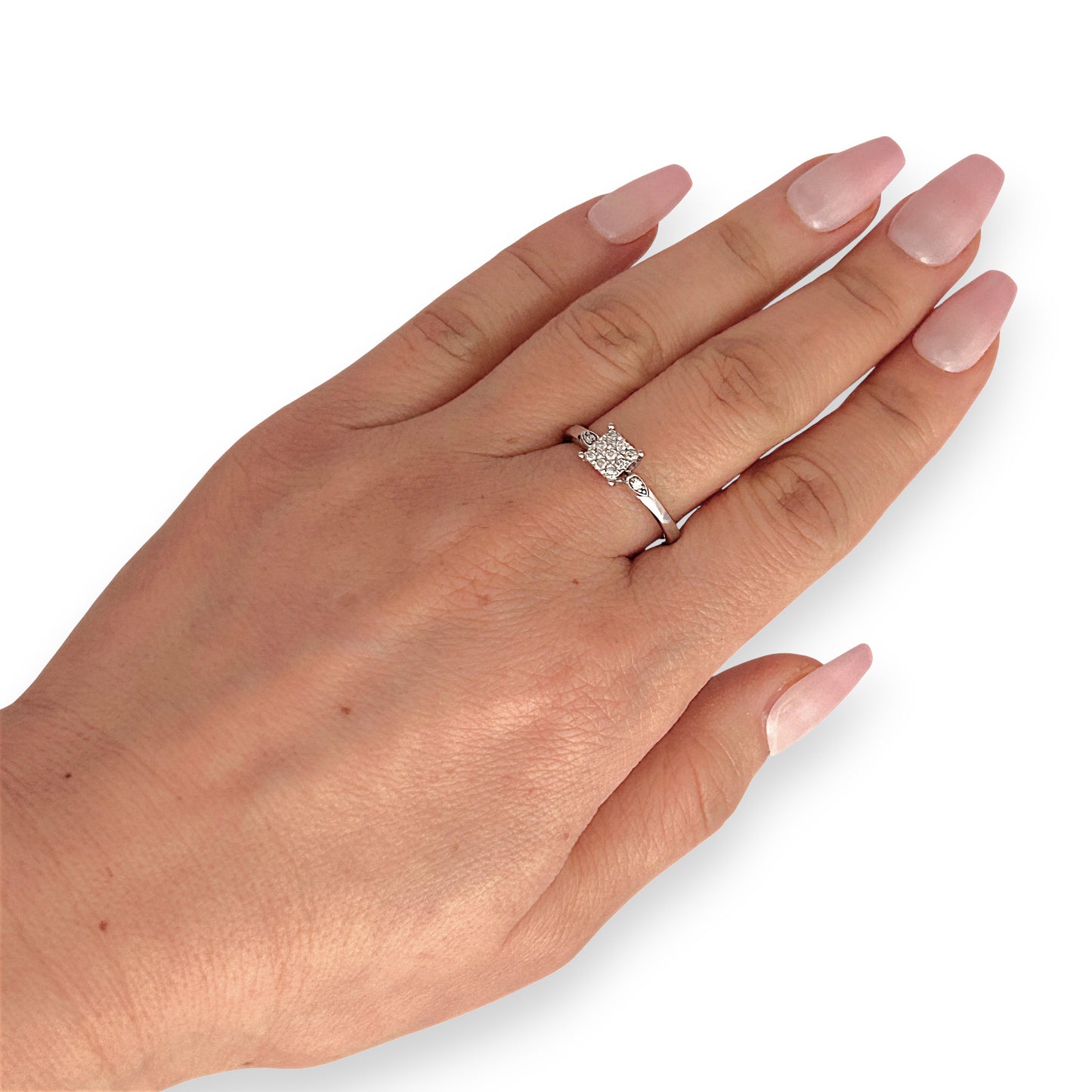 GOLD DEAL | 9ct White Gold Double Bezel Diamond Ring Valuation $950