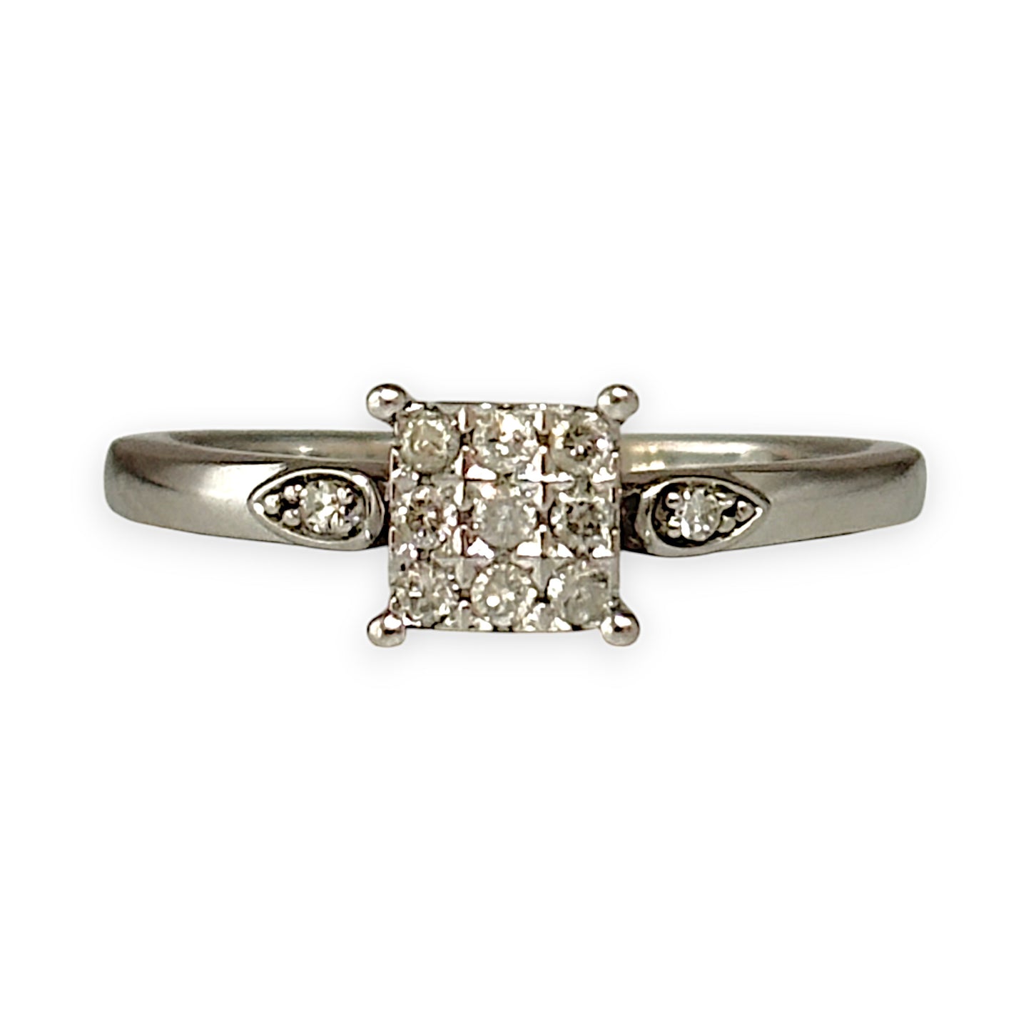 GOLD DEAL | 9ct White Gold Double Bezel Diamond Ring Valuation $950