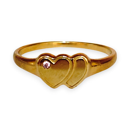 GOLD DEAL | 9ct Gold Twin Heart Elegance Diamond Ring Size O