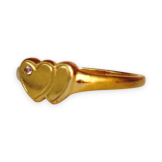GOLD DEAL | 9ct Gold Twin Heart Elegance Diamond Ring Size O