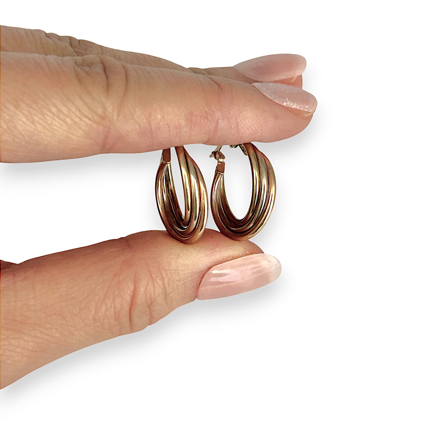 GOLD DEAL | 9ct (9K) Y/W/R Gold Loop 3 Tone Hoop Earrings