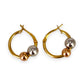 9ct Yellow & White Gold Twin Bead Hoop Earrings. R # 706
