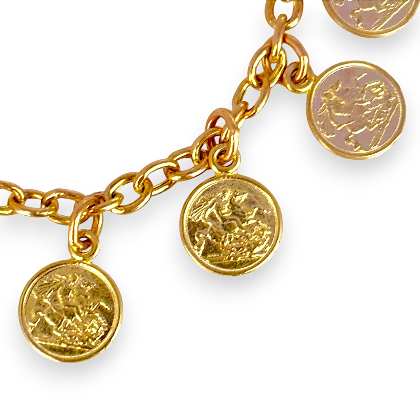 GOLD DEAL | 9ct Gold Cable Bracelet with 17 Queen Elizabeth Coins Valuation $2,990