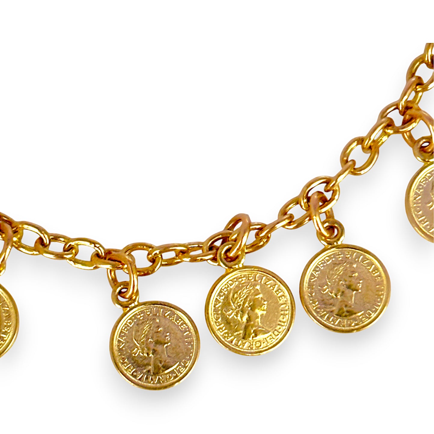 GOLD DEAL | 9ct Gold Cable Bracelet with 17 Queen Elizabeth Coins Valuation $2,990