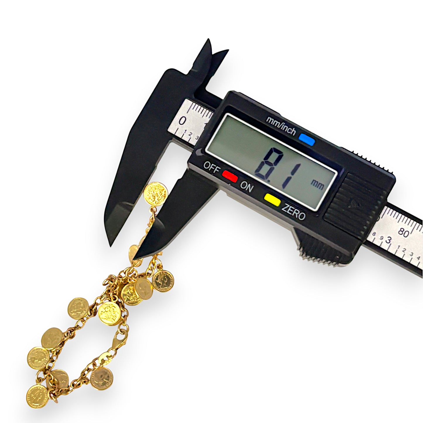 GOLD DEAL | 9ct Gold Cable Bracelet with 17 Queen Elizabeth Coins Valuation $2,990