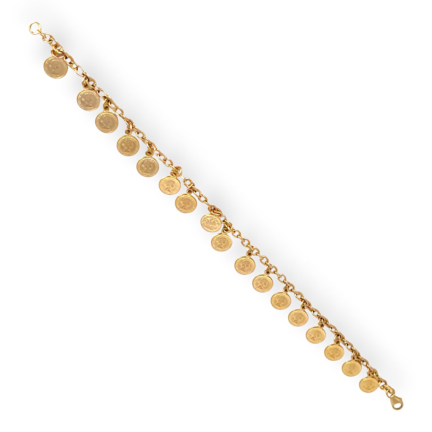 GOLD DEAL | 9ct Gold Cable Bracelet with 17 Queen Elizabeth Coins Valuation $2,990