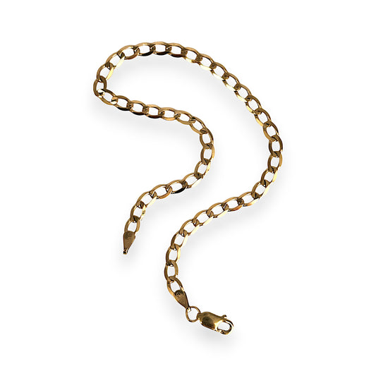 GOLD DEAL | 9ct (9K) Gold Radiant Flat Curb Bracelet. Length 21.5cm