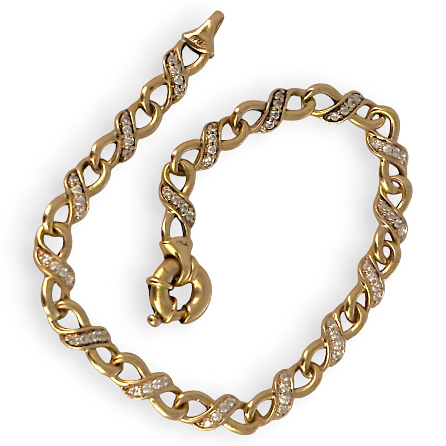 9ct Gold Bracelet with Abundant CZ stone Length 21.65cm Valuation $2,900 R # 726