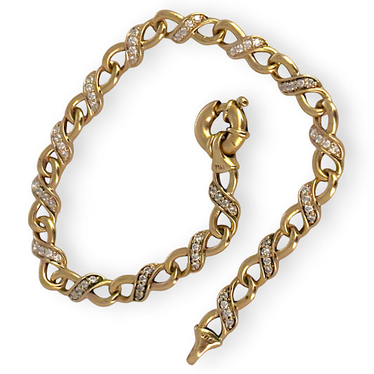 9ct Gold Bracelet with Abundant CZ stone Length 21.65cm Valuation $2,900 R # 726