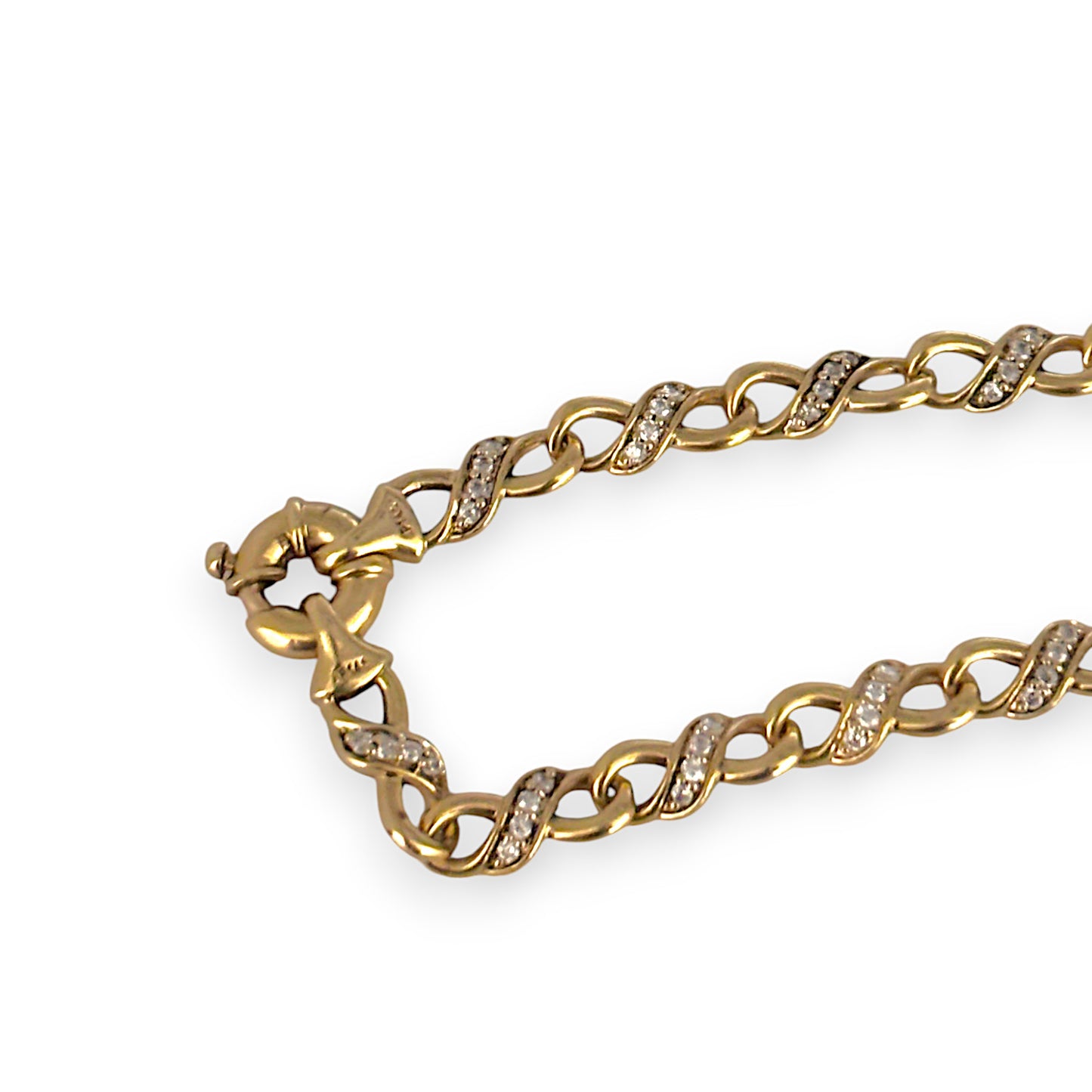 9ct Gold Bracelet with Abundant CZ stone Length 21.65cm Valuation $2,900 R # 726