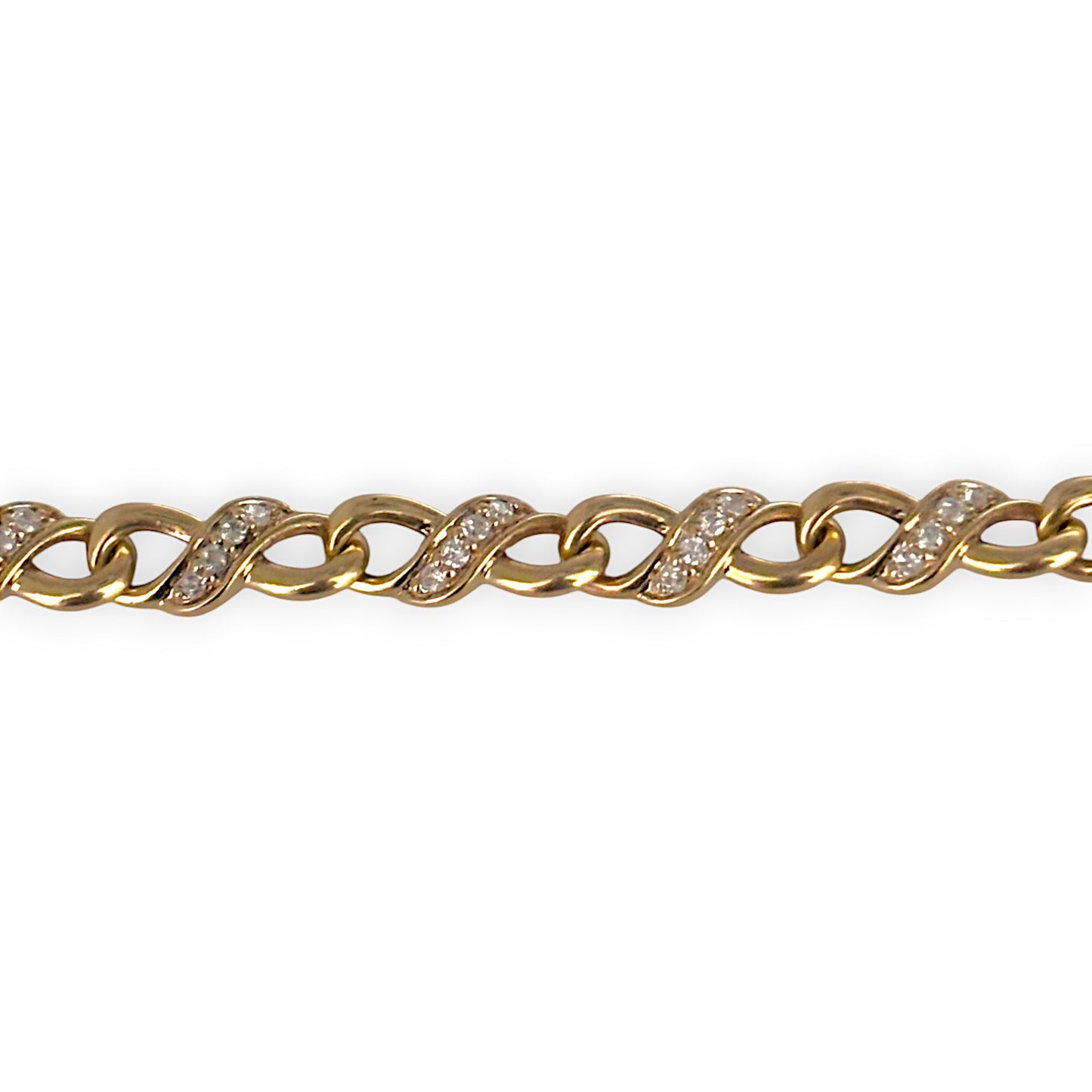 9ct Gold Bracelet with Abundant CZ stone Length 21.65cm Valuation $2,900 R # 726