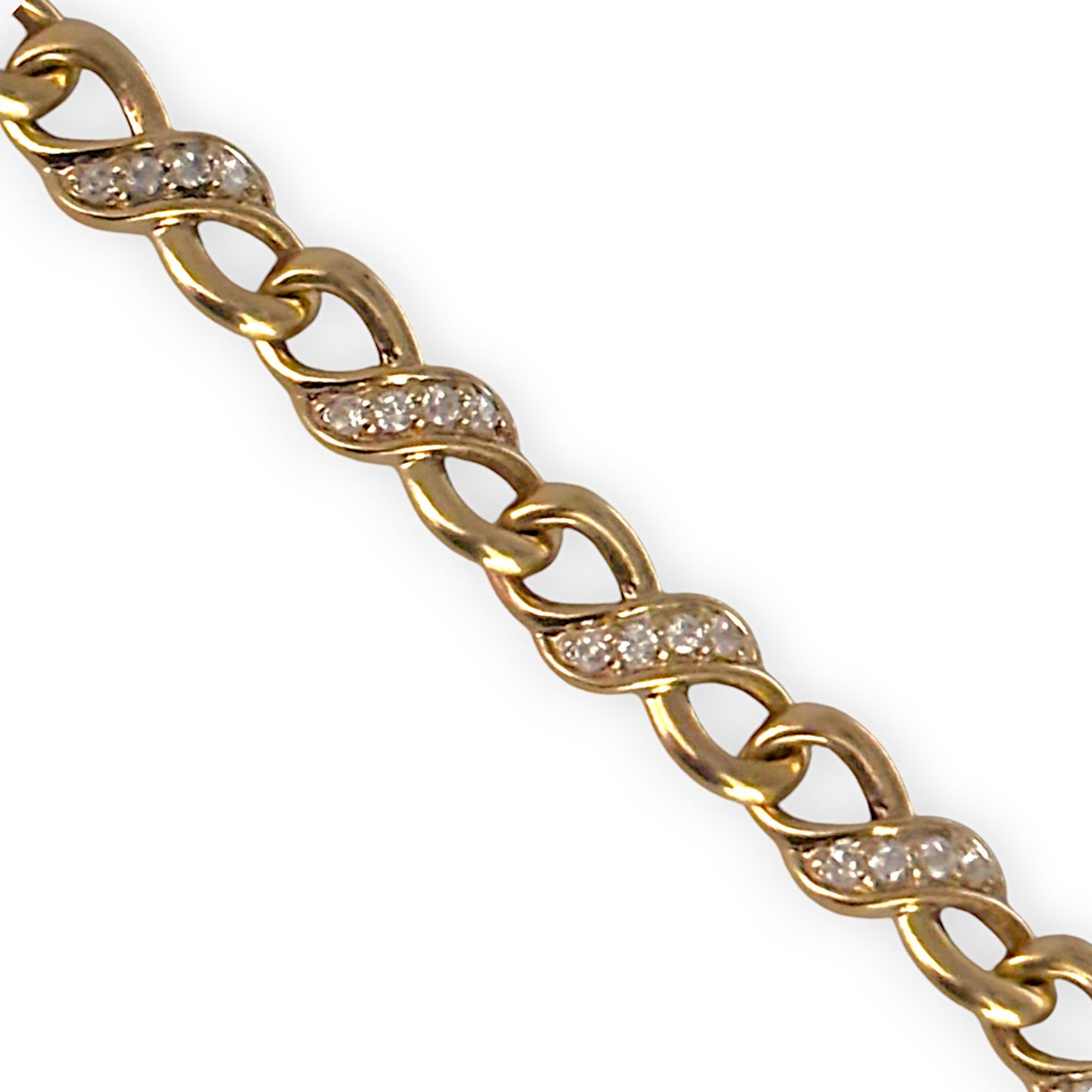 9ct Gold Bracelet with Abundant CZ stone Length 21.65cm Valuation $2,900 R # 726