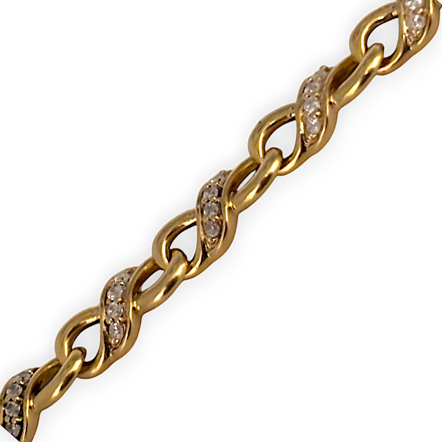 9ct Gold Bracelet with Abundant CZ stone Length 21.65cm Valuation $2,900 R # 726