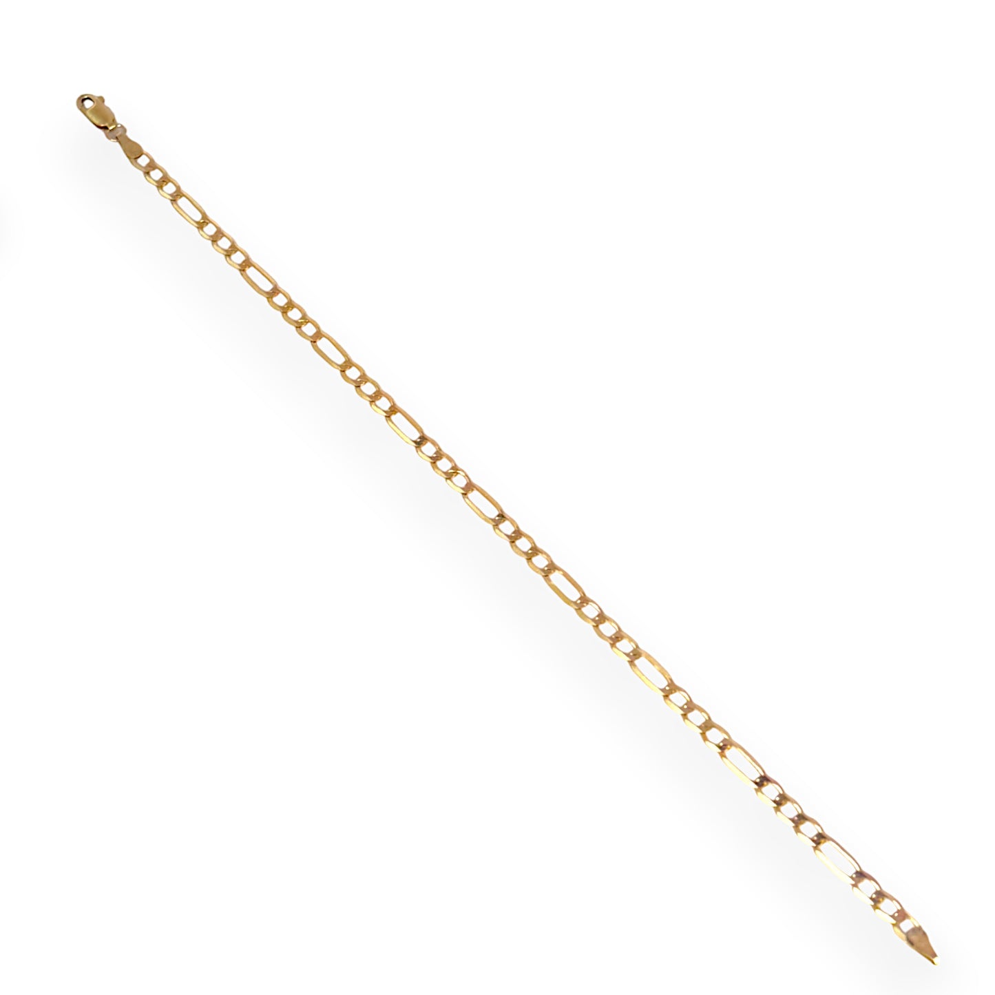 9ct Gold Figaro Flat Bracelet Length 21cm. R # 730