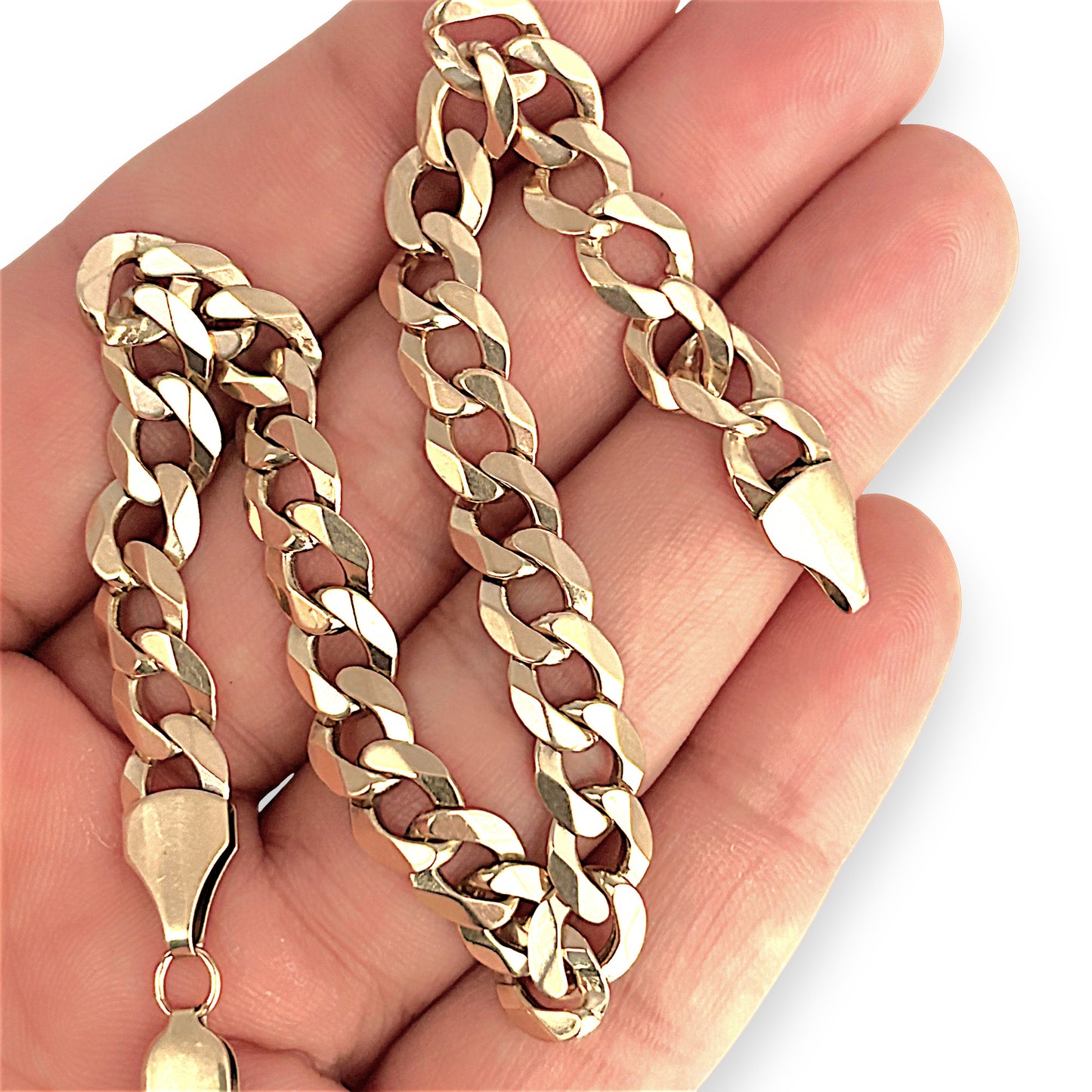 GOLD DEAL | 9ct (9K) Gold Rounded Curb Flat Link Bracelet 25cm