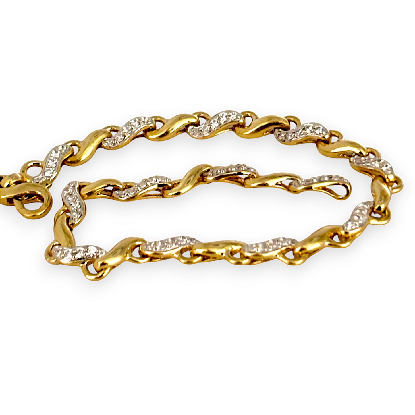 9ct Gold Hand Assembled Bracelet with Numerous CZ, Valuation $1,950. R # 733