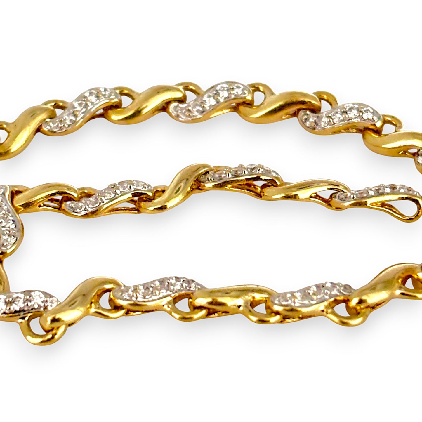 9ct Gold Hand Assembled Bracelet with Numerous CZ, Valuation $1,950. R # 733