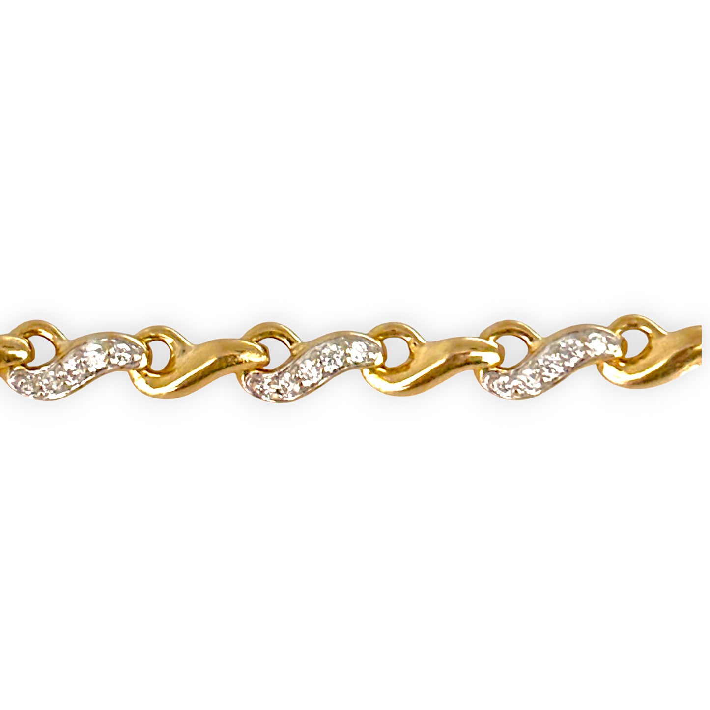 9ct Gold Hand Assembled Bracelet with Numerous CZ, Valuation $1,950. R # 733