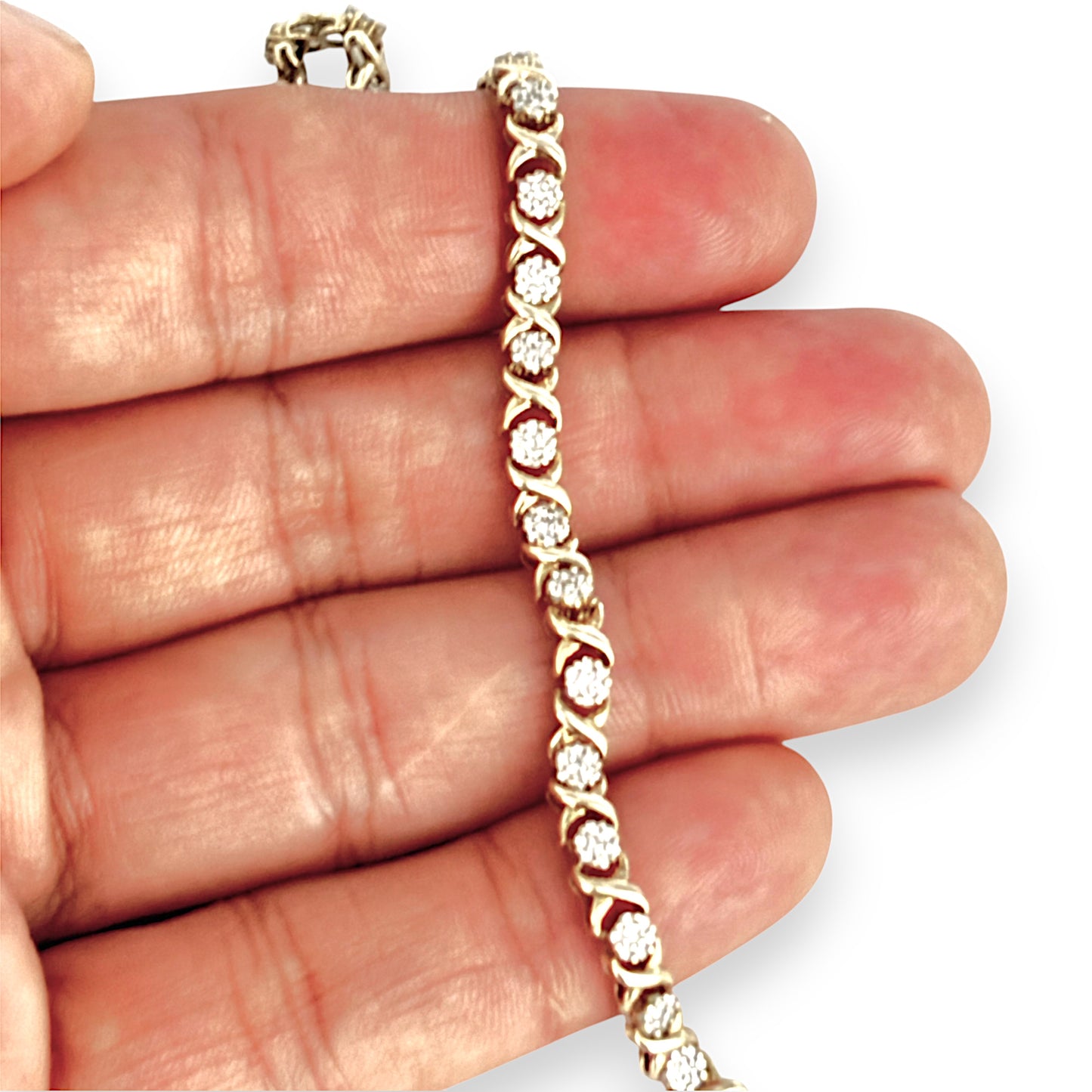 9ct Gold Diamond Cluster Hinged Bracelet Length 18.5cm Valuation $5,800. R # 735