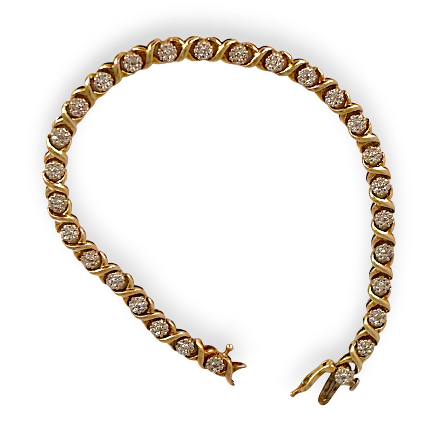 9ct Gold Diamond Cluster Hinged Bracelet Length 18.5cm Valuation $5,800. R # 735